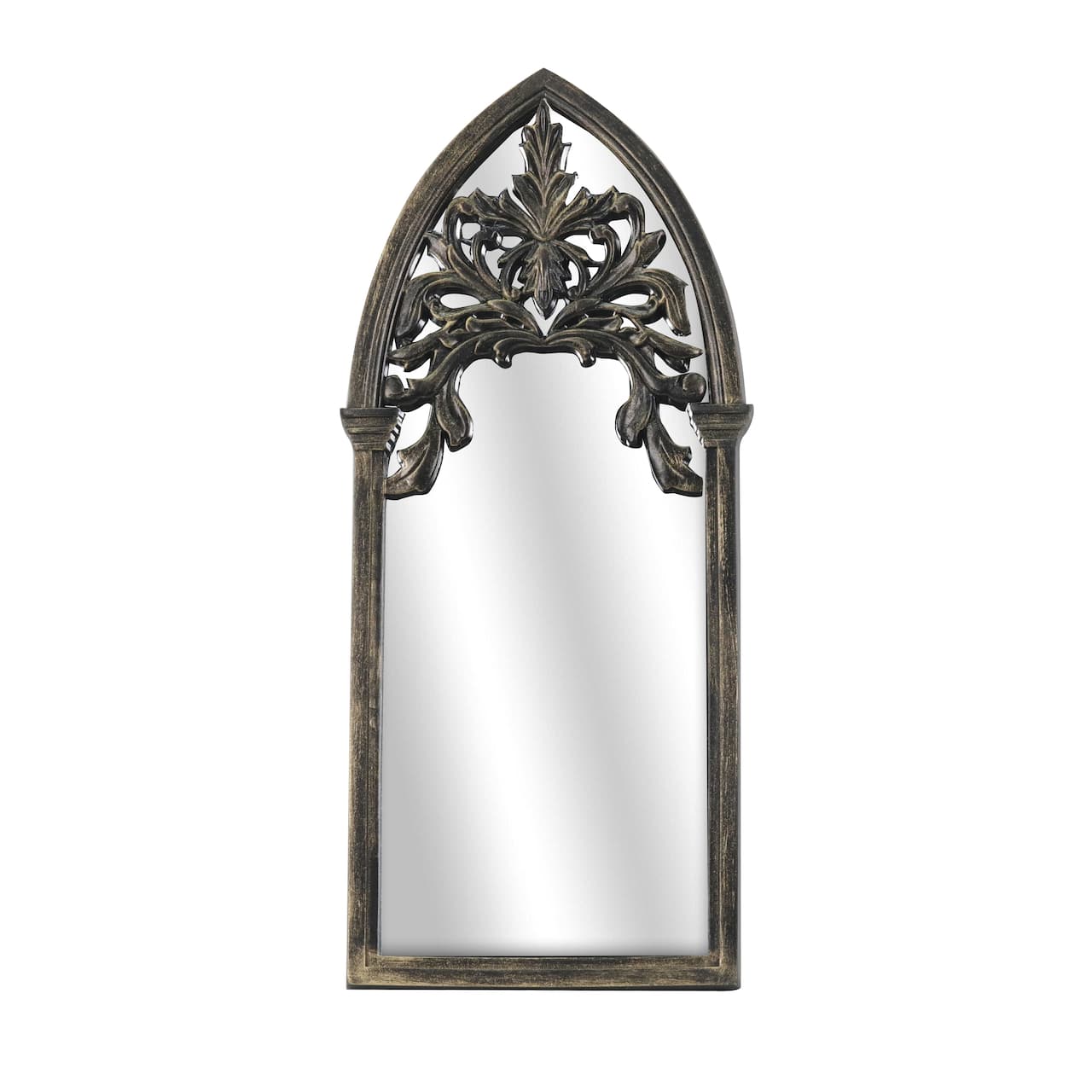 Miroir mural gothique arqué décoratif noir avec accents dorés brossés de 59,5 cm d’Ashland